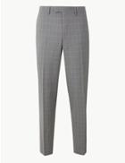 Marks & Spencer Grey Checked Slim Fit Trousers Grey Marl
