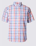 Marks & Spencer Cotton Rich Checked Shirt With Pocket Paprika