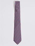 Marks & Spencer Pure Silk Monkey Print Tie Coral Mix
