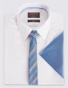Marks & Spencer Striped Tie & Pocket Square Set Blue Mix