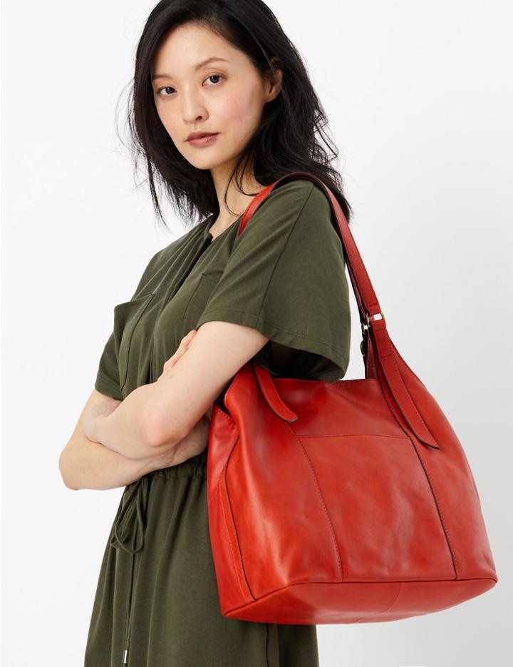 Marks & Spencer Leather 3 Compartment Hobo Bag Burnt Orange