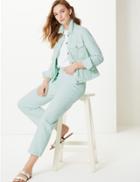 Marks & Spencer Pure Cotton Button Detailed Denim Jacket Mint