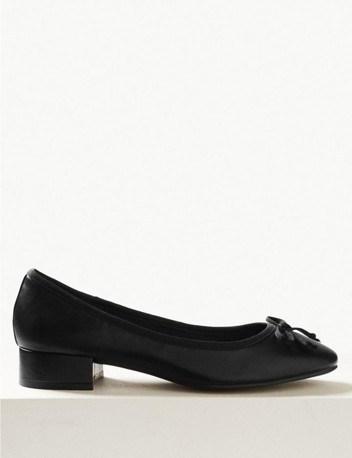 Marks & Spencer Leather Round Toe Ballet Pumps Black