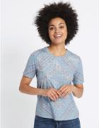 Marks & Spencer Foil Print Round Neck Short Sleeve T-shirt Blue Mix