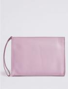 Marks & Spencer Leather Clutch Bag Sugar Pink