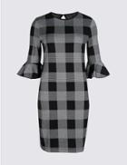Marks & Spencer Petite Cotton Rich Checked Tunic Dress Black Mix