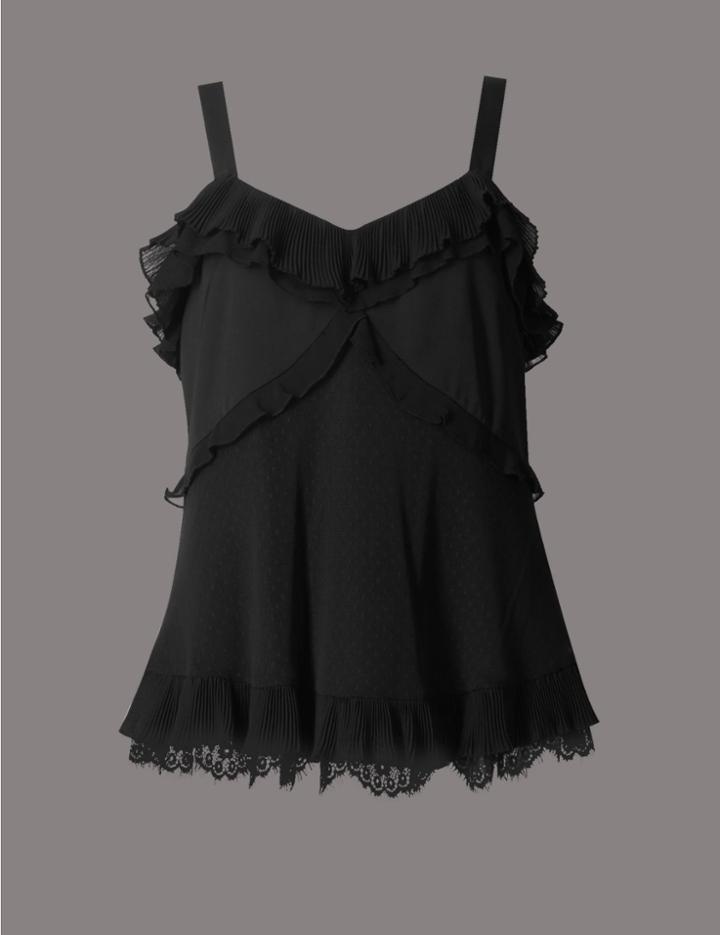 Marks & Spencer Lace V-neck Strap Camisole Top Black