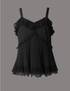 Marks & Spencer Lace V-neck Strap Camisole Top Black