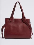 Marks & Spencer Leather Knot Detail Tote Bag Burgundy