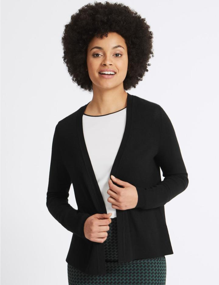 Marks & Spencer Open Front Long Sleeve Cardigan Black