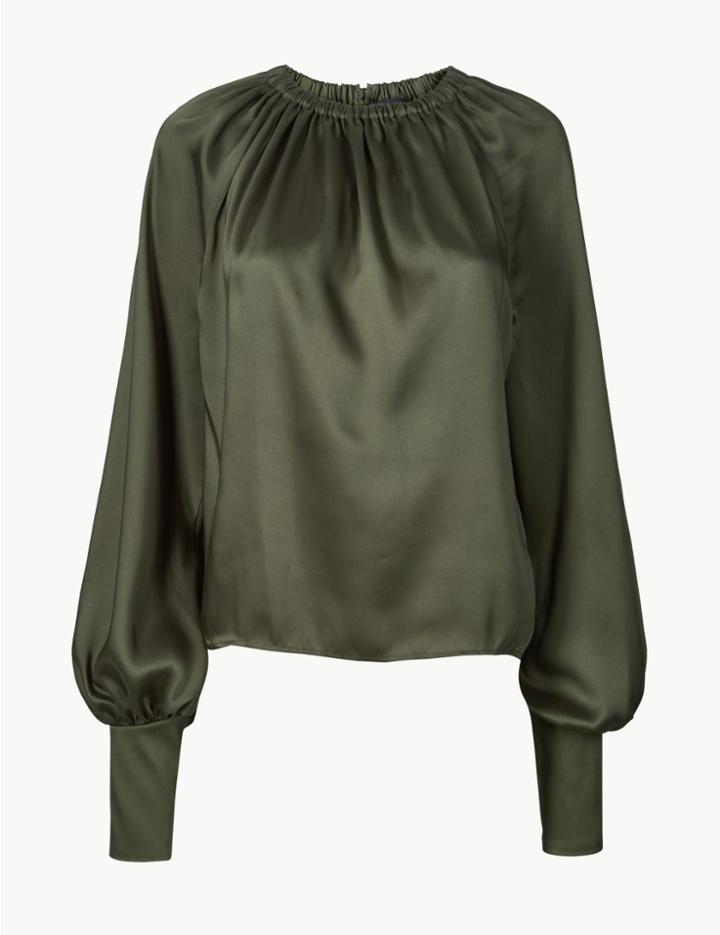 Marks & Spencer Long Sleeve Blouse Khaki