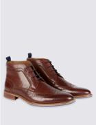 Marks & Spencer Leather Lace-up Brogue Chukka Boots Brown
