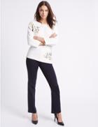 Marks & Spencer Embellished Roma Rise Straight Leg Jeans Indigo