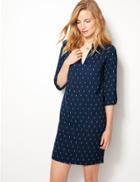 Marks & Spencer Printed 3/4 Sleeve Shift Mini Dress Navy Mix