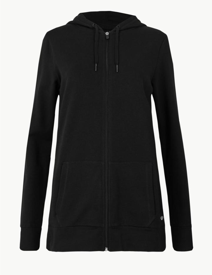 Marks & Spencer Cotton Drawstring Hoodie Black
