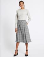 Marks & Spencer Pleated Check A-line Midi Skirt Black Mix