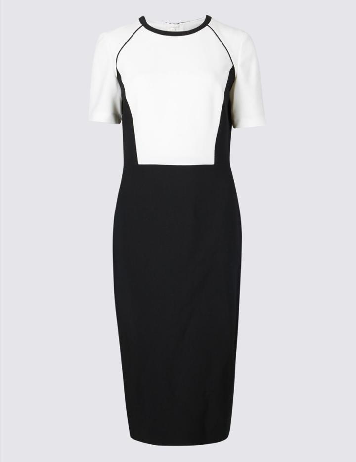 Marks & Spencer Colour Block Bodycon Dress Black Mix
