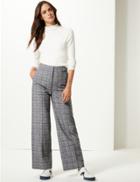 Marks & Spencer Checked Wide Leg Trousers Blue Mix