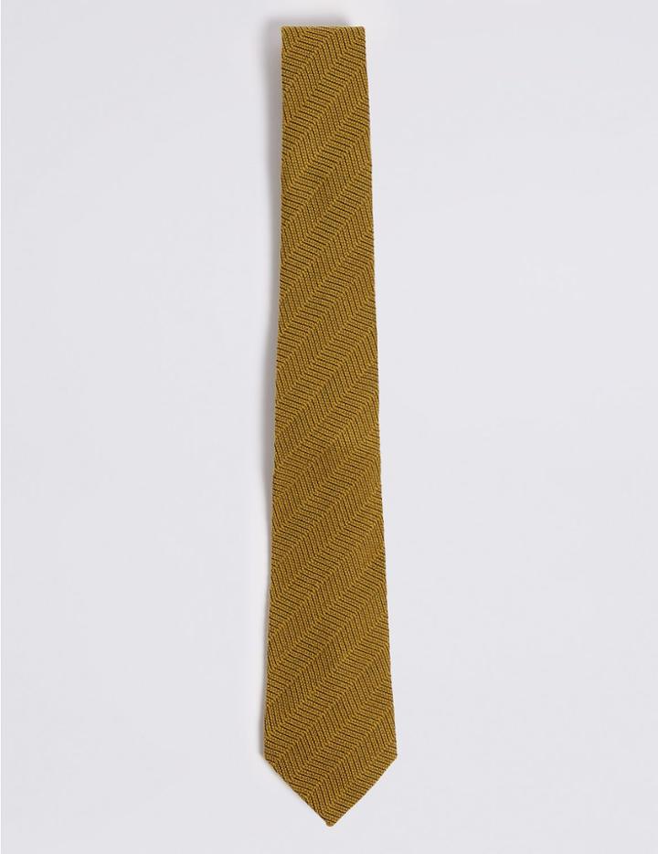 Marks & Spencer Wool Rich Tie Medium Gold
