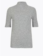Marks & Spencer Textured Short Sleeve Top Light Grey Mix
