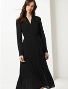 Marks & Spencer Long Sleeve Shirt Midi Dress Black