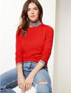 Marks & Spencer Pure Merino Wool Round Neck Jumper Bright Red