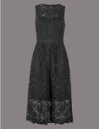 Marks & Spencer Floral Lace Bodycon Midi Dress Black