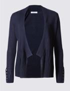 Marks & Spencer Ribbed Open Front Cardigan Navy