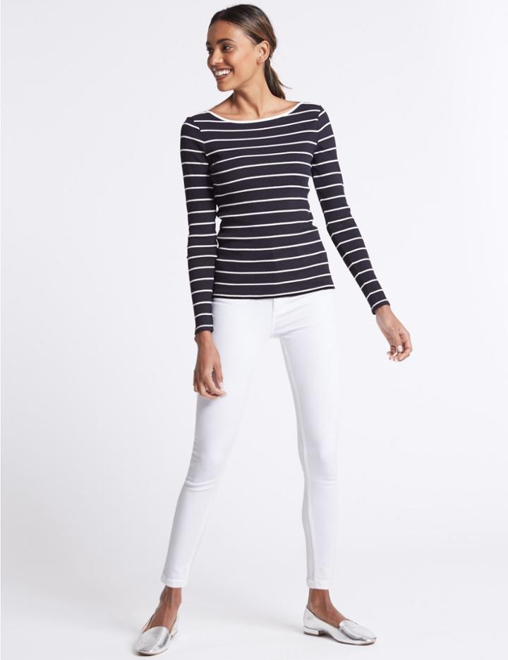 Marks & Spencer Mid Rise Super Skinny Jeans White Mix