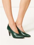 Marks & Spencer Leather High Cut Pointed Court Shoes Green