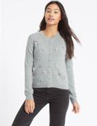 Marks & Spencer Embroidered Long Sleeve Cardigan Grey Marl