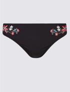 Marks & Spencer Embroidered Hipster Bikini Bottoms Black Mix