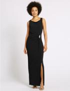 Marks & Spencer Jewelled Drape Waist Tie Back Midi Dress Black