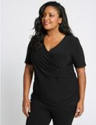 Marks & Spencer Curve Short Sleeve Wrap Top Black