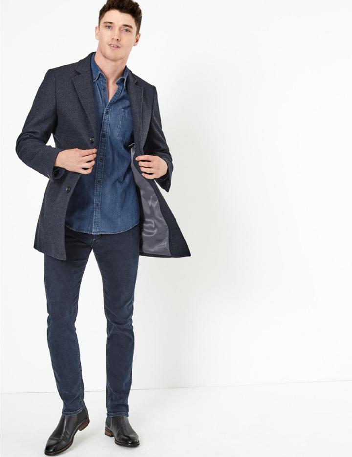 Marks & Spencer Textured Wool Blend Overcoat