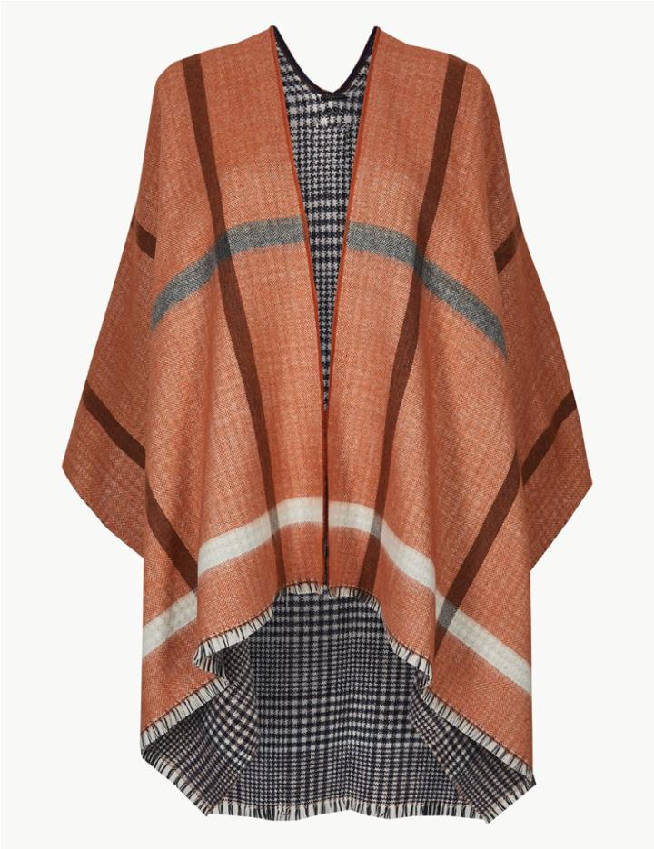 Marks & Spencer Checked Wrap Orange Mix