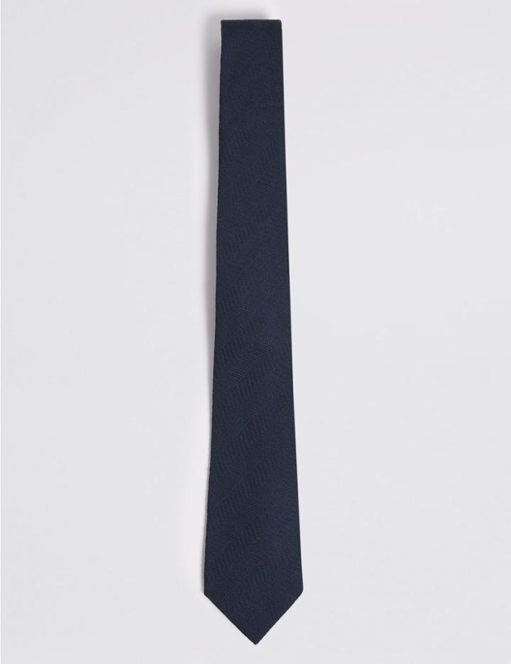 Marks & Spencer Wool Rich Tie Navy