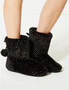 Marks & Spencer Glitter Spotted Slipper Boots Black Mix