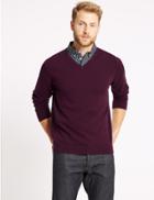 Marks & Spencer Pure Cotton Mock Shirt Jumper Purple