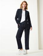 Marks & Spencer Contrast Stitch Straight 7/8th Leg Trousers Navy