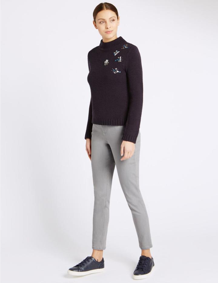Marks & Spencer Mid Rise Skinny Jeans Light Grey