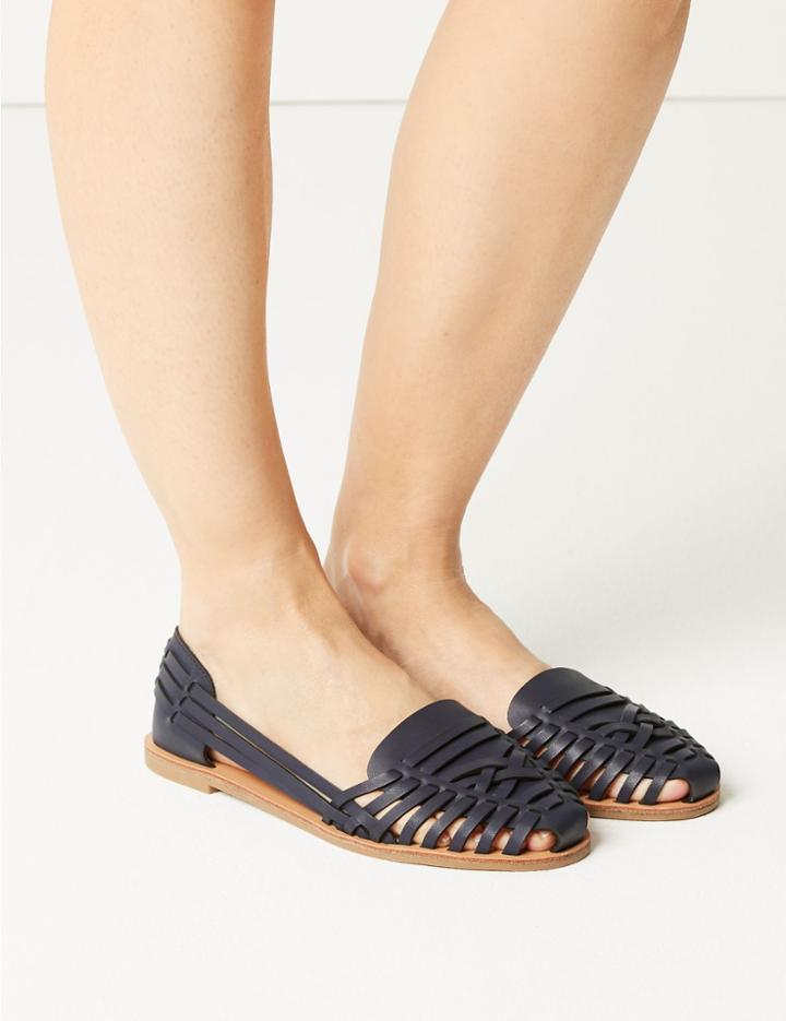 Marks & Spencer Wide Fit Round Toe Pumps Navy