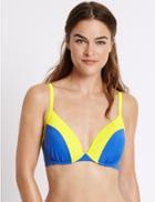 Marks & Spencer Colour Block Plunge Bikini Top B-e Blue Mix