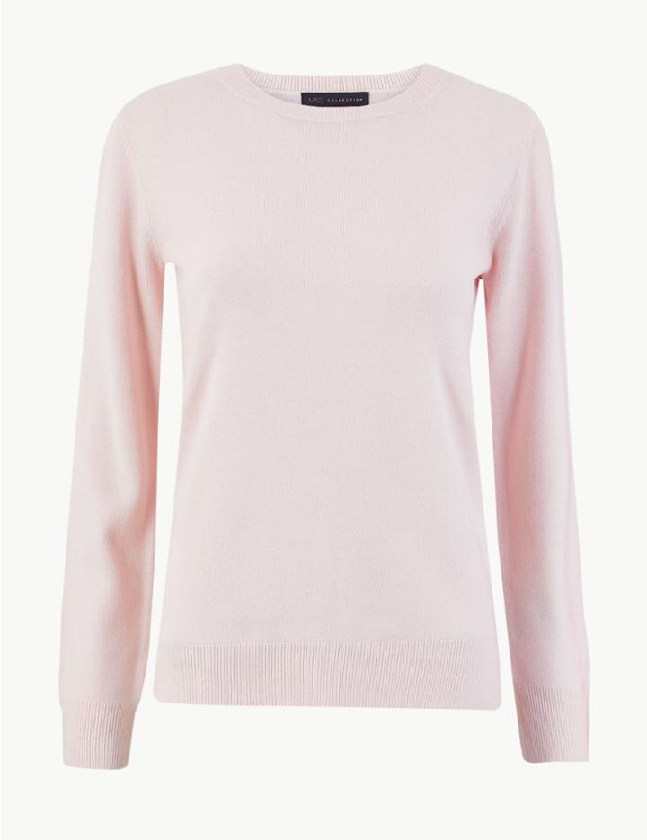Marks & Spencer Cashmilon&trade; Crew Neck Jumper Pale Pink