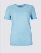 Marks & Spencer Pure Cotton Round Neck Short Sleeve T-shirt Light Blue