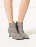Marks & Spencer Wide Fit Checked Kitten Heel Ankle Boots Grey Mix
