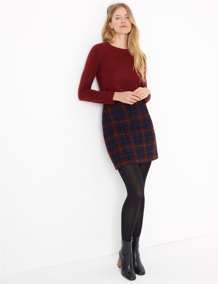 Marks & Spencer Checked A-line Mini Skirt Navy Mix