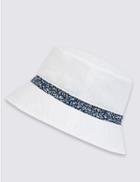Marks & Spencer Pure Cotton Reversible Floral Trim Hat White