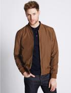 Marks & Spencer Baseball Bomber Jacket With Stormwear&trade; Tobacco