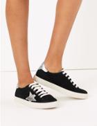 Marks & Spencer Suede Lace Up Star Trainers Black Mix